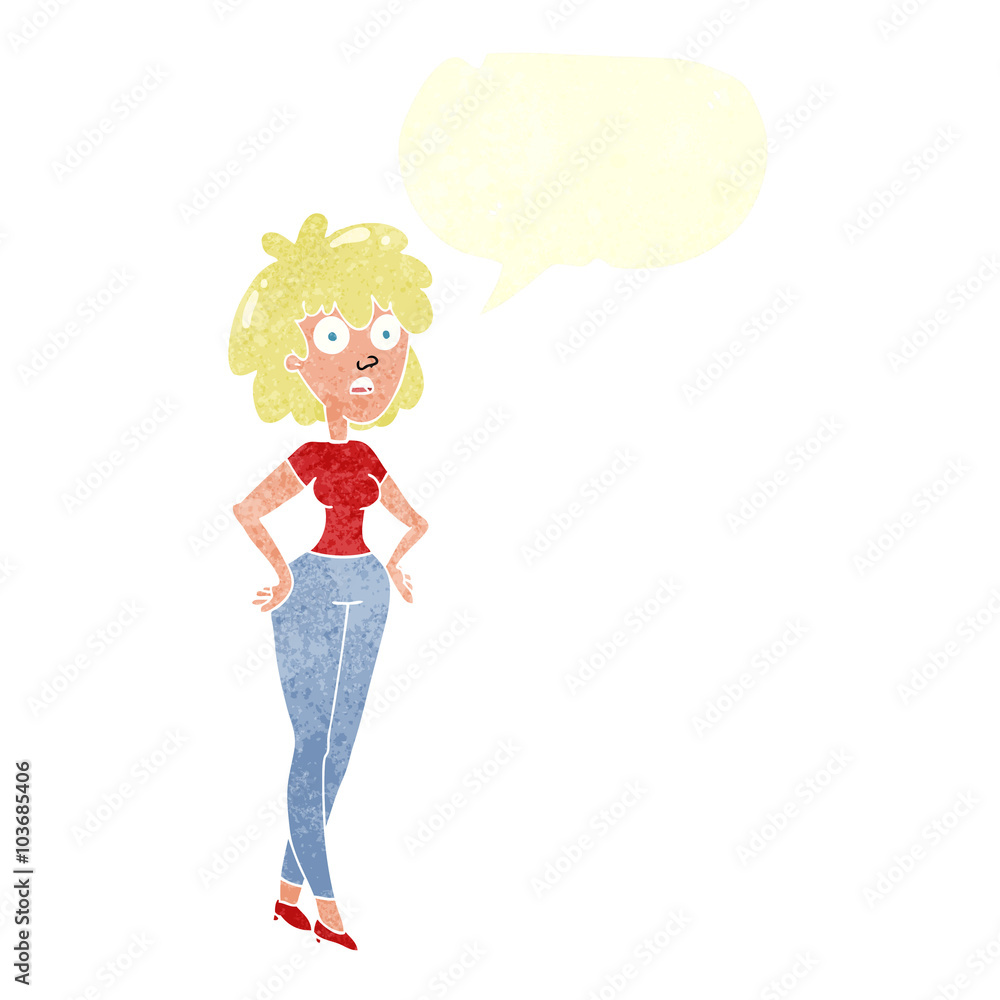 retro speech bubble cartoon surprised woman retro speech bubble cartoon surprised woman
