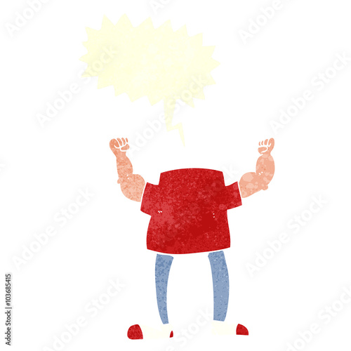 retro speech bubble cartoon headless man