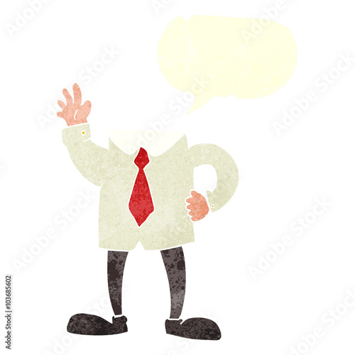 retro speech bubble cartoon headless businessman