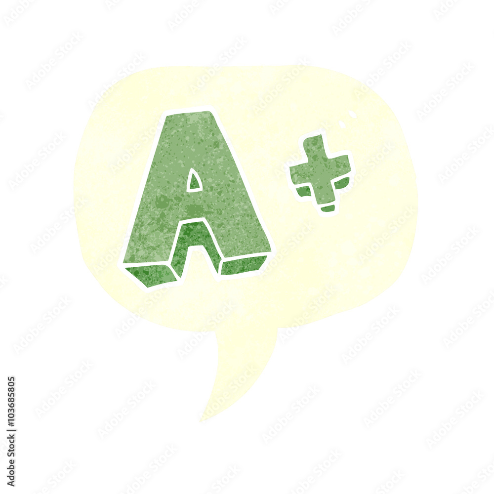 retro speech bubble cartoon A grade symbol