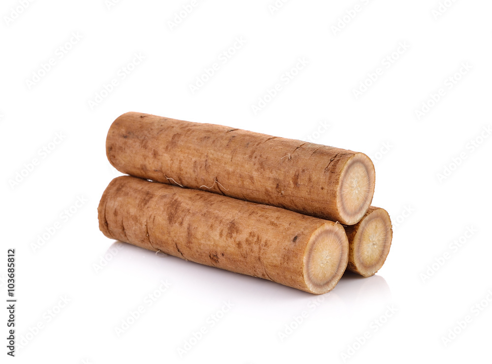 Fresh Burdock roots on white background Fresh Burdock roots on white background