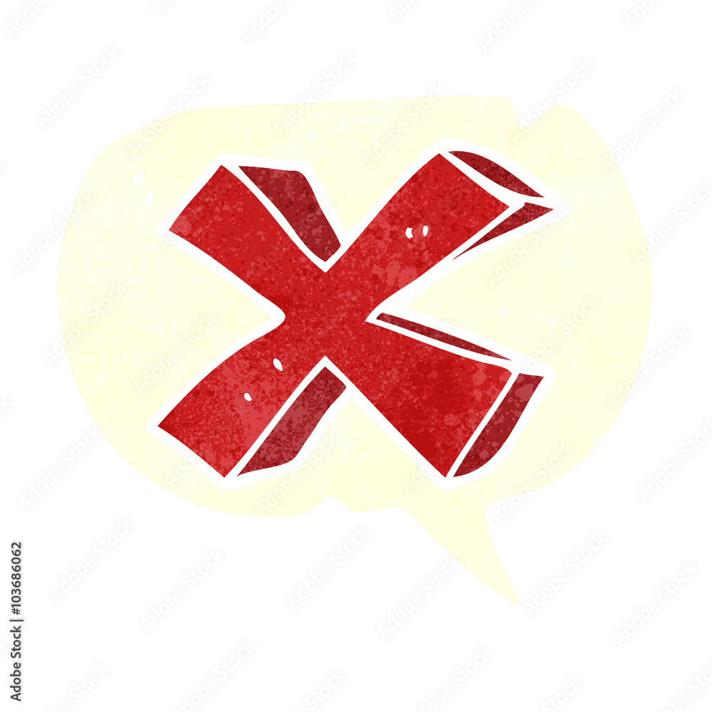 Obraz premium retro speech bubble cartoon negative x symbol