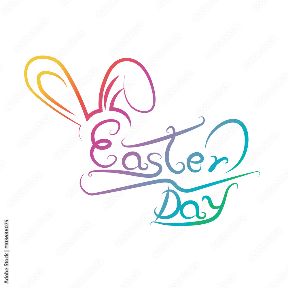 Vector - Happy Easter Rabbit Bunny on Background Vector - Happy Easter Rabbit Bunny on Background