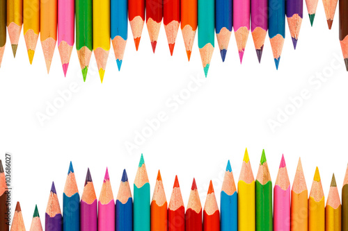Colour pencils isolated on white background
