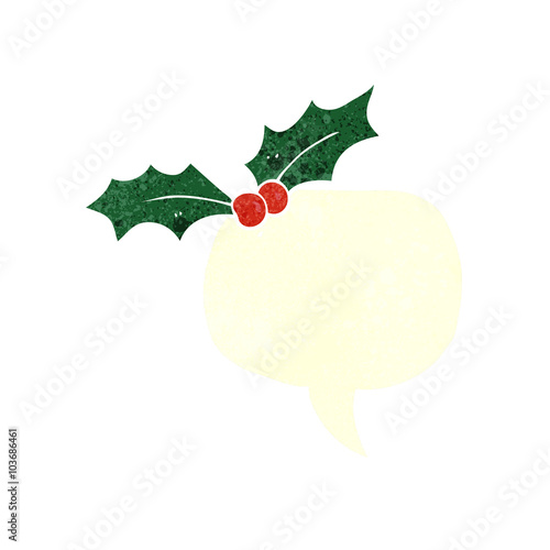 retro speech bubble cartoon christmas holly