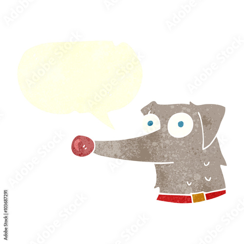 retro speech bubble cartoon dog with collar