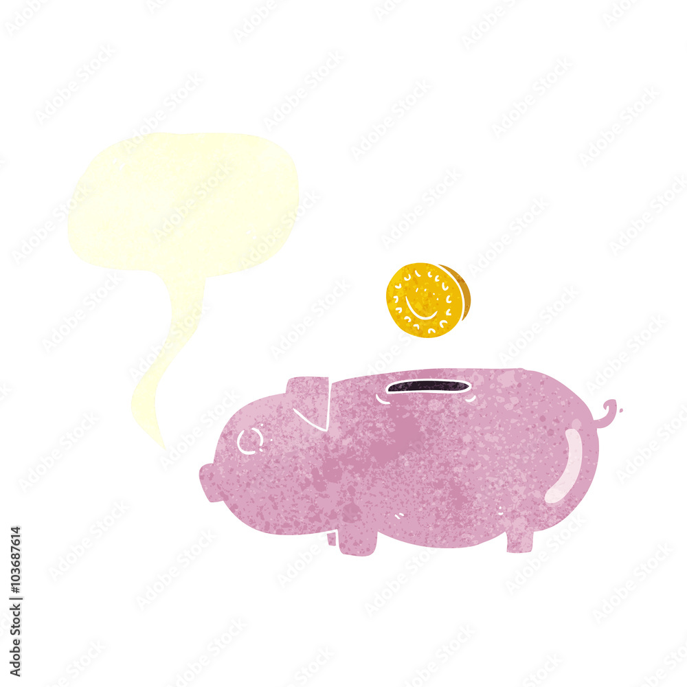 retro speech bubble cartoon piggy bank retro speech bubble cartoon piggy bank