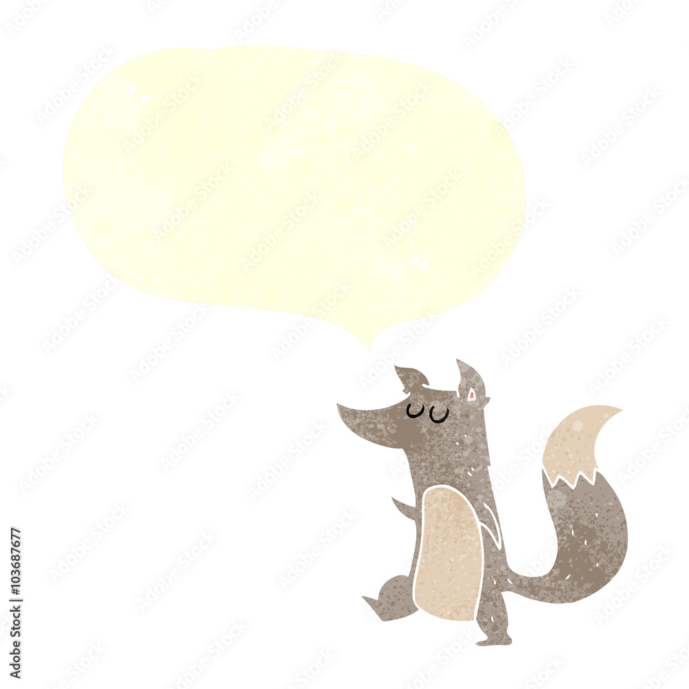 Obraz retro dymek kreskówka mały wilk