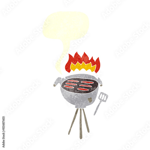 retro speech bubble cartoon barbecue