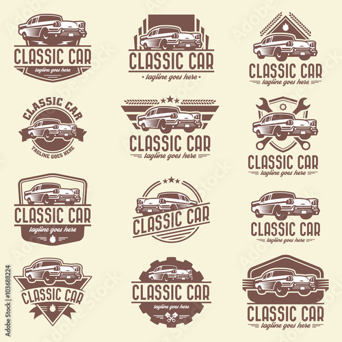 Vector car logo set, classic car logo template