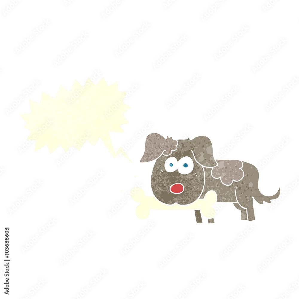 retro speech bubble cartoon dog with bone retro speech bubble cartoon dog with bone