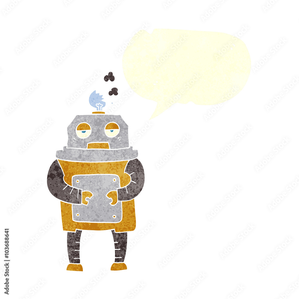 Fototapeta premium retro speech bubble cartoon broken robot