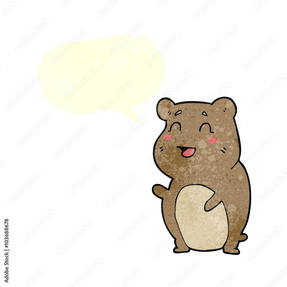 retro speech bubble cartoon cute hamster