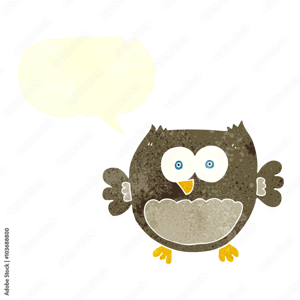retro speech bubble cartoon owl