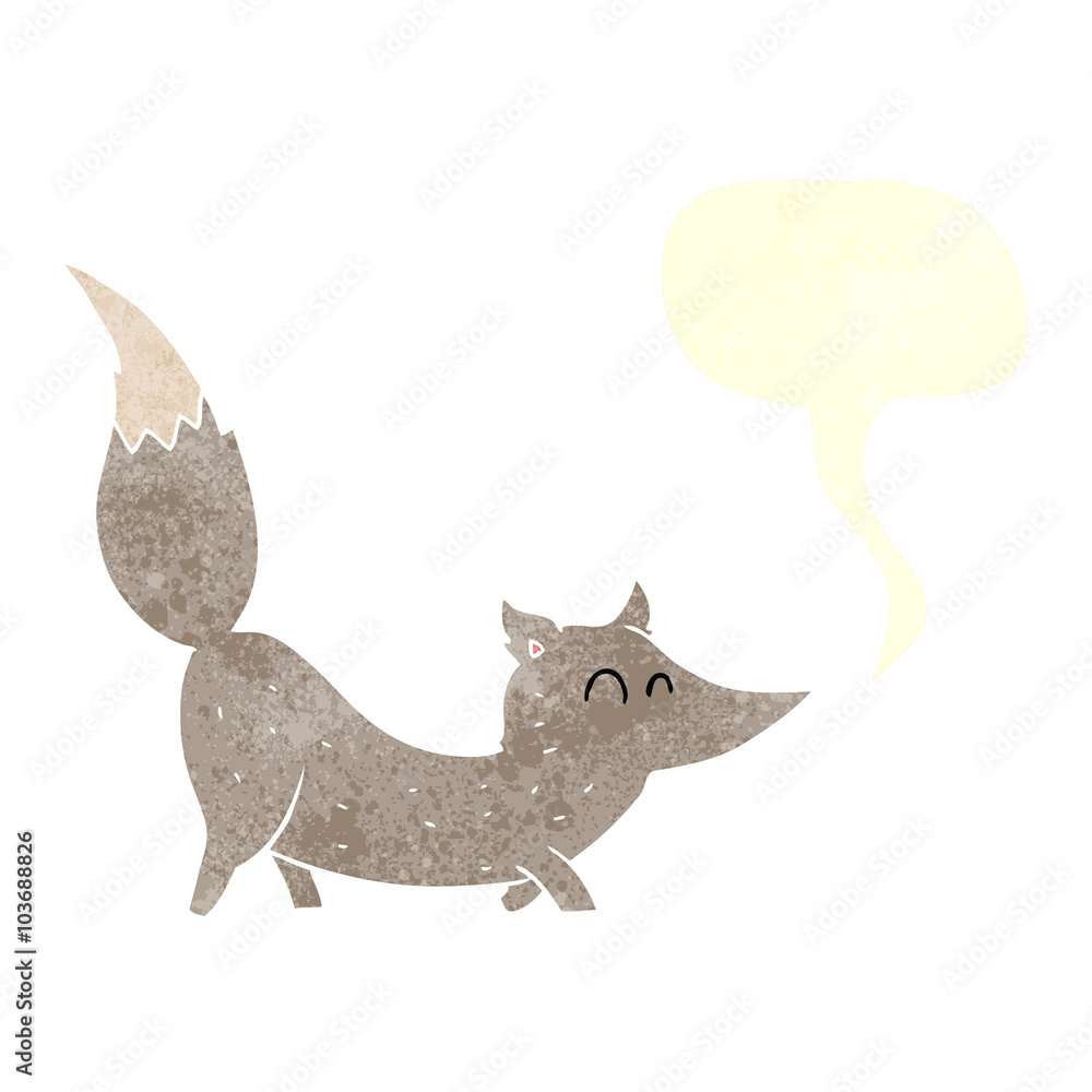 Obraz retro dymek kreskówka mały wilk