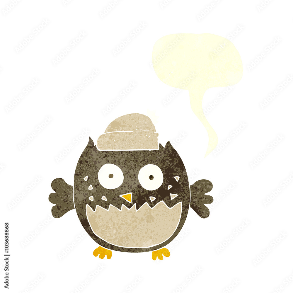 retro speech bubble cartoon owl