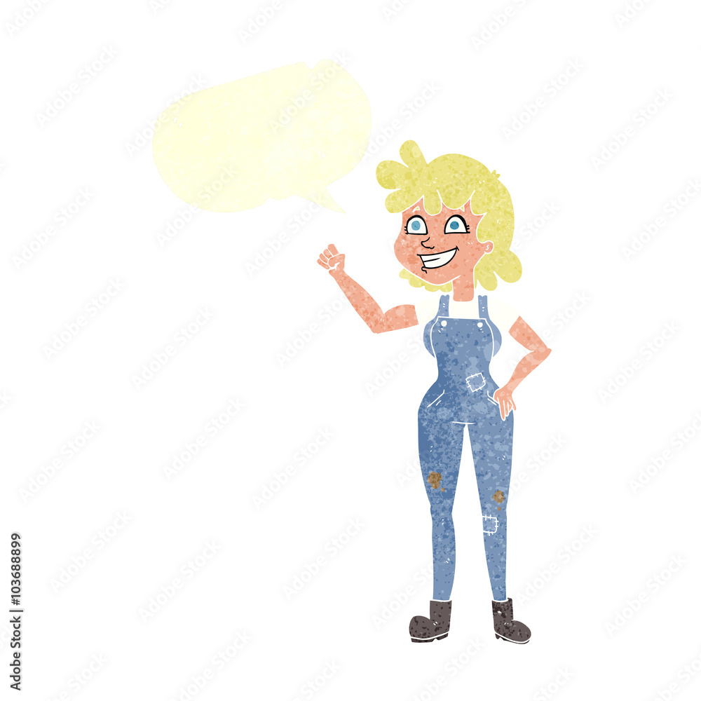 retro speech bubble cartoon determined woman clenching fist retro speech bubble cartoon determined woman clenching fist