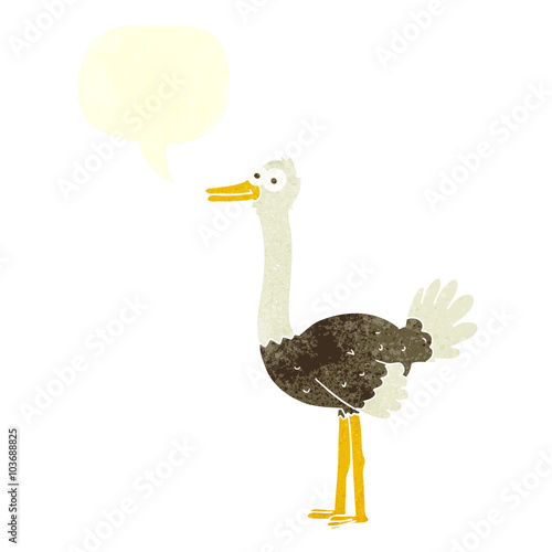 retro speech bubble cartoon ostrich