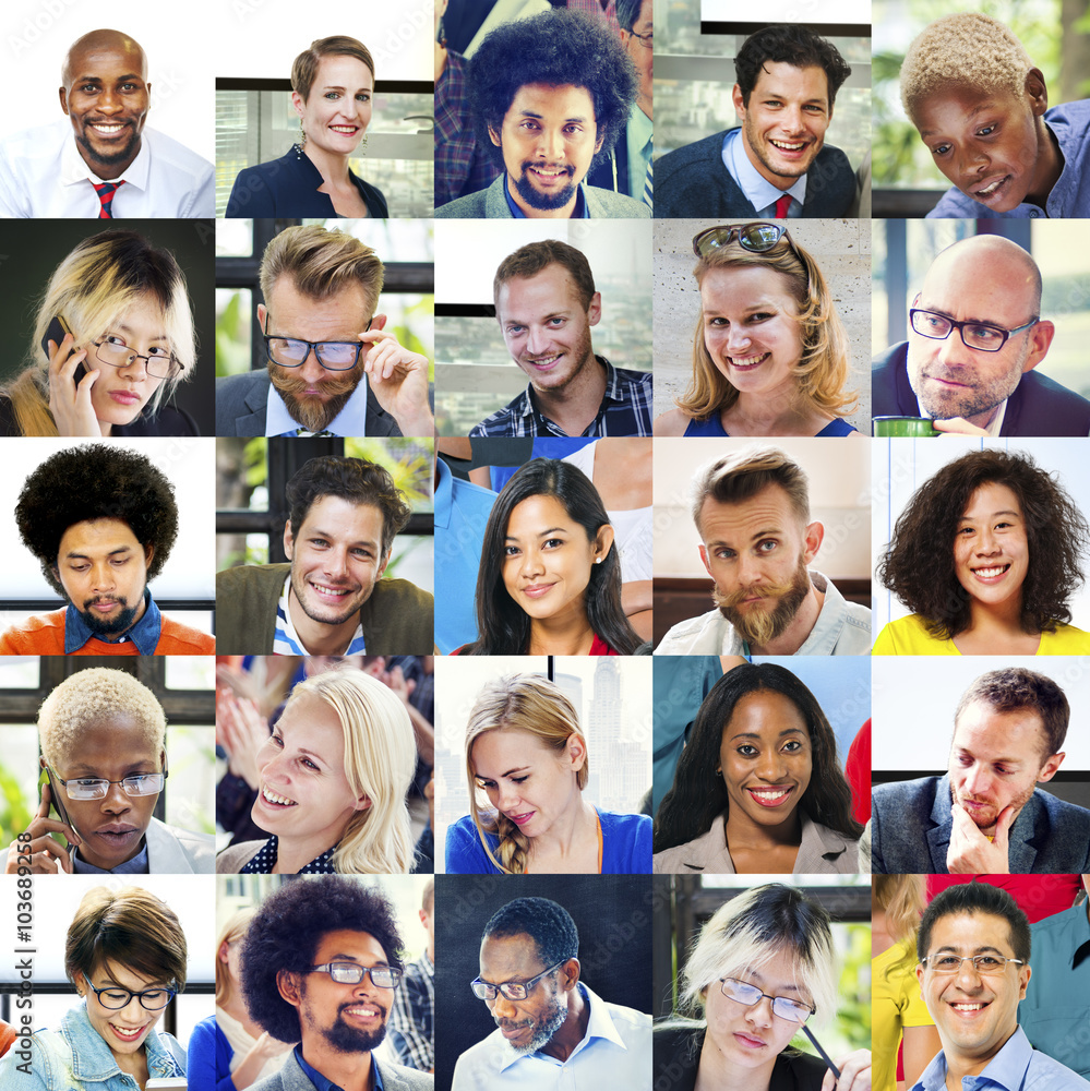 Collage Diverse Faces Group People Concept Collage Diverse Faces Group People Concept