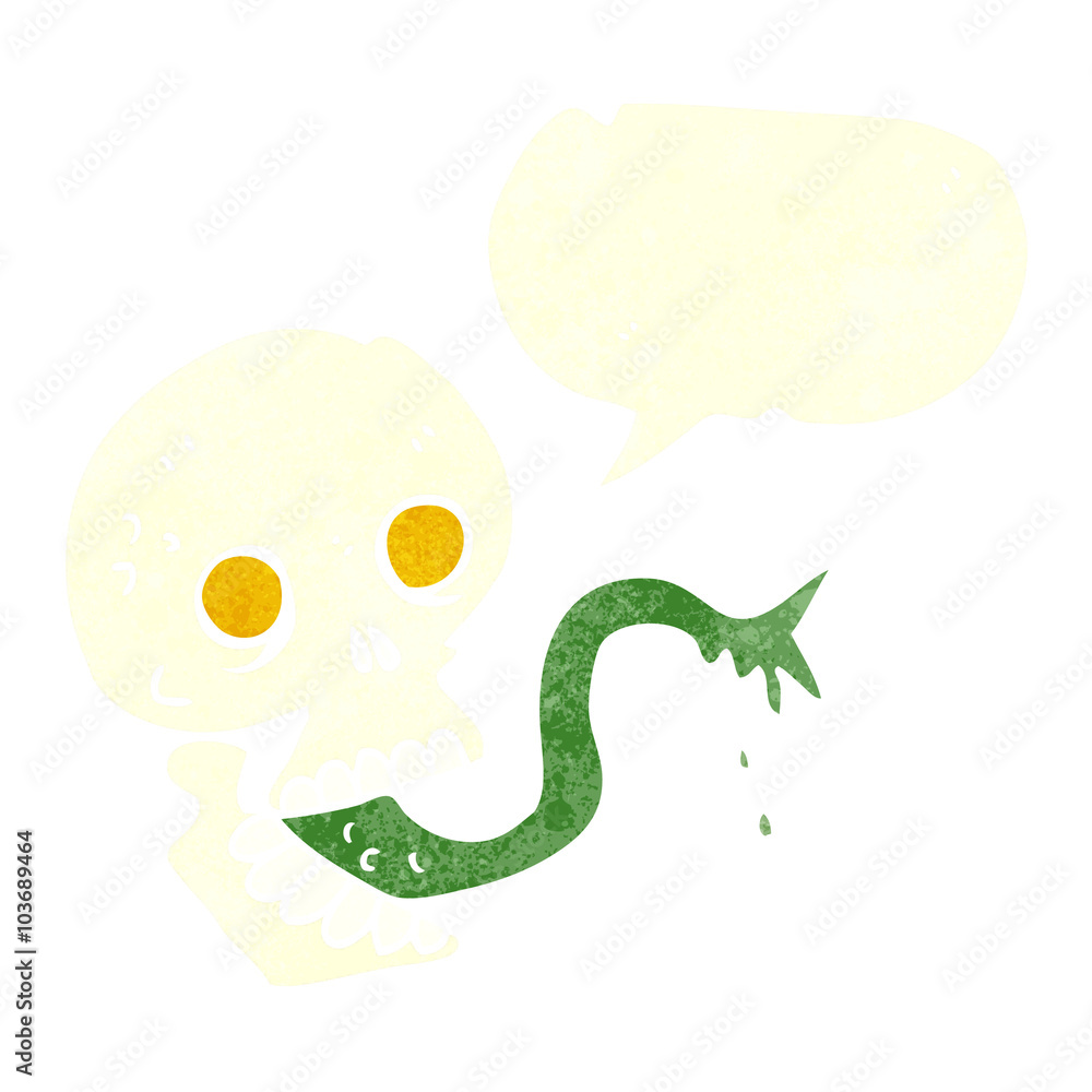 Obraz premium retro speech bubble cartoon spooky halloween skull