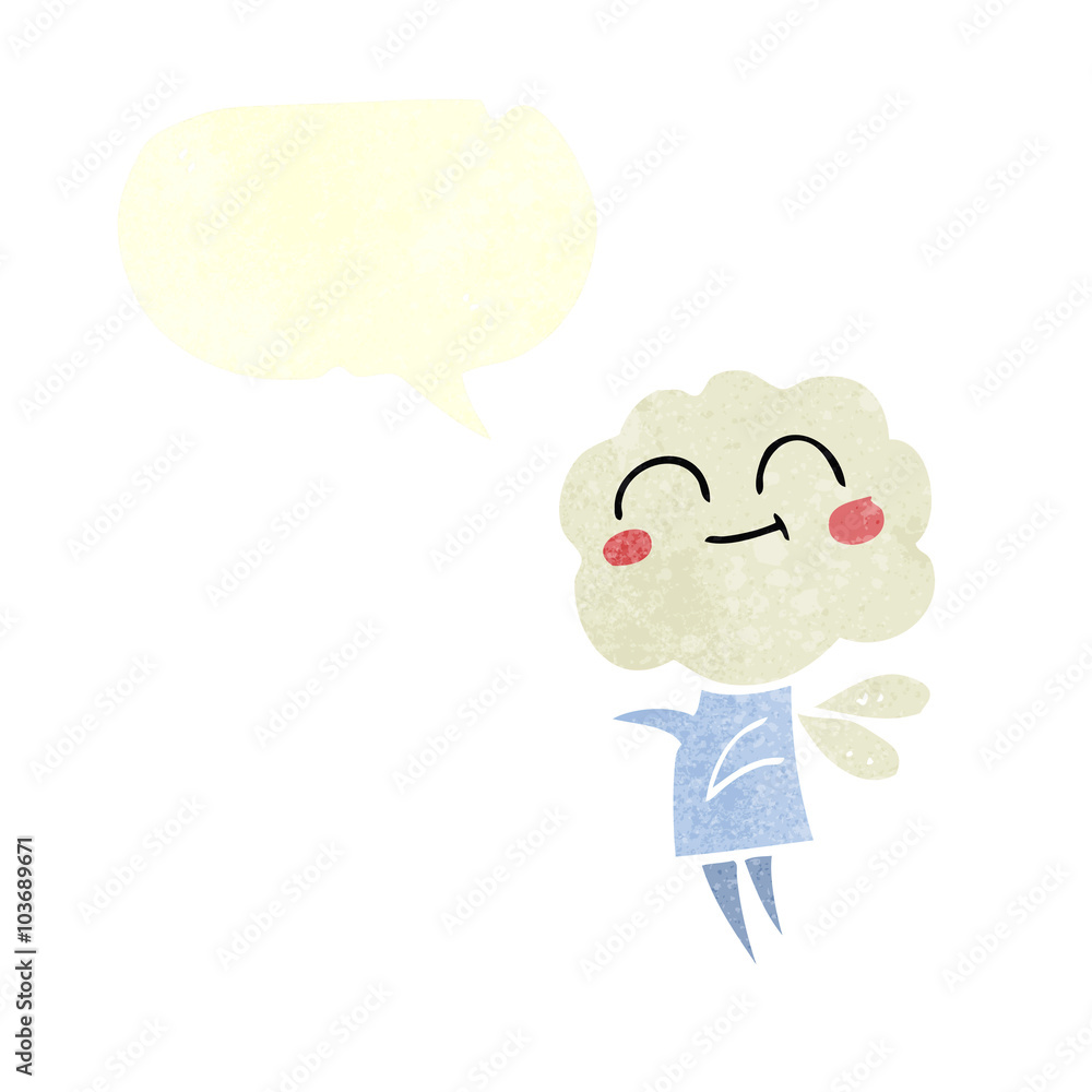 retro speech bubble cartoon cute cloud head imp retro speech bubble cartoon cute cloud head imp