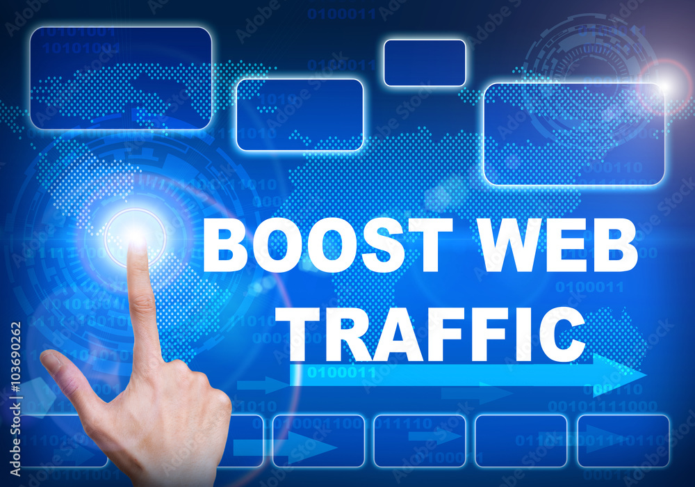 Touch screen digital interface of boost web traffic concept Touch screen digital interface of boost web traffic concept