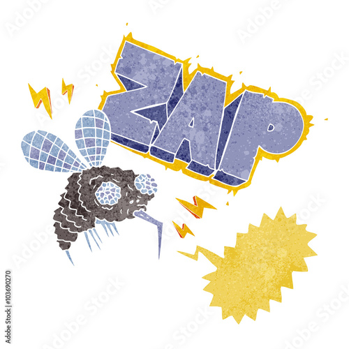 retro speech bubble cartoon fly zapped