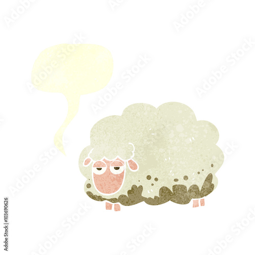 retro speech bubble cartoon muddy winter sheep