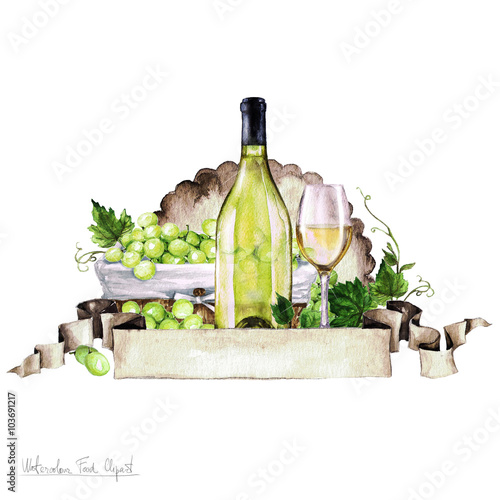 Foto Watercolor Food - White Wine