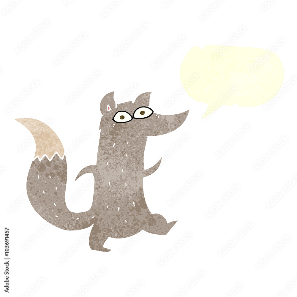 retro speech bubble cartoon cute wolf retro speech bubble cartoon cute wolf