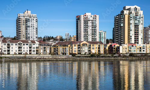 Apartment Buildings on the waterfront of New Westminster Downtown