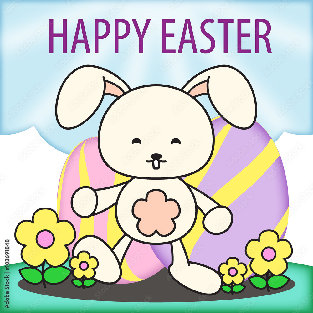 Rabbit Bunny with easter egg cartoon