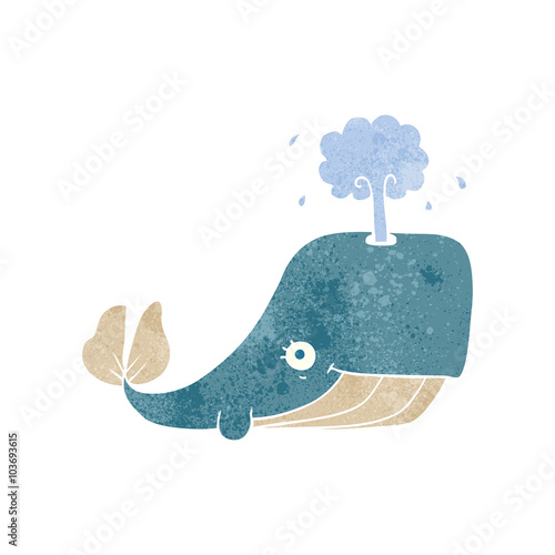 retro cartoon whale spouting water