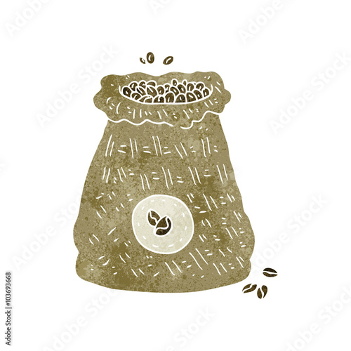 retro cartoon bag of coffee beans