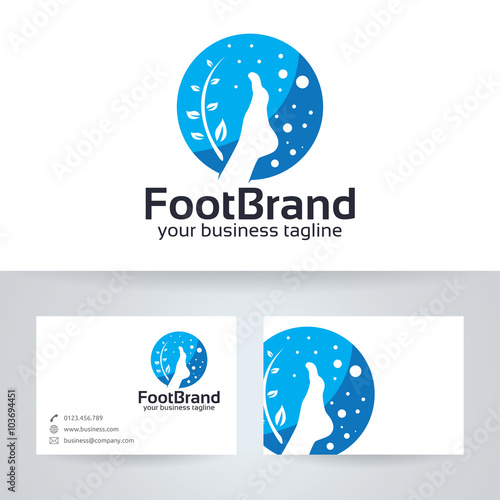Foot brand vector logo with business card template