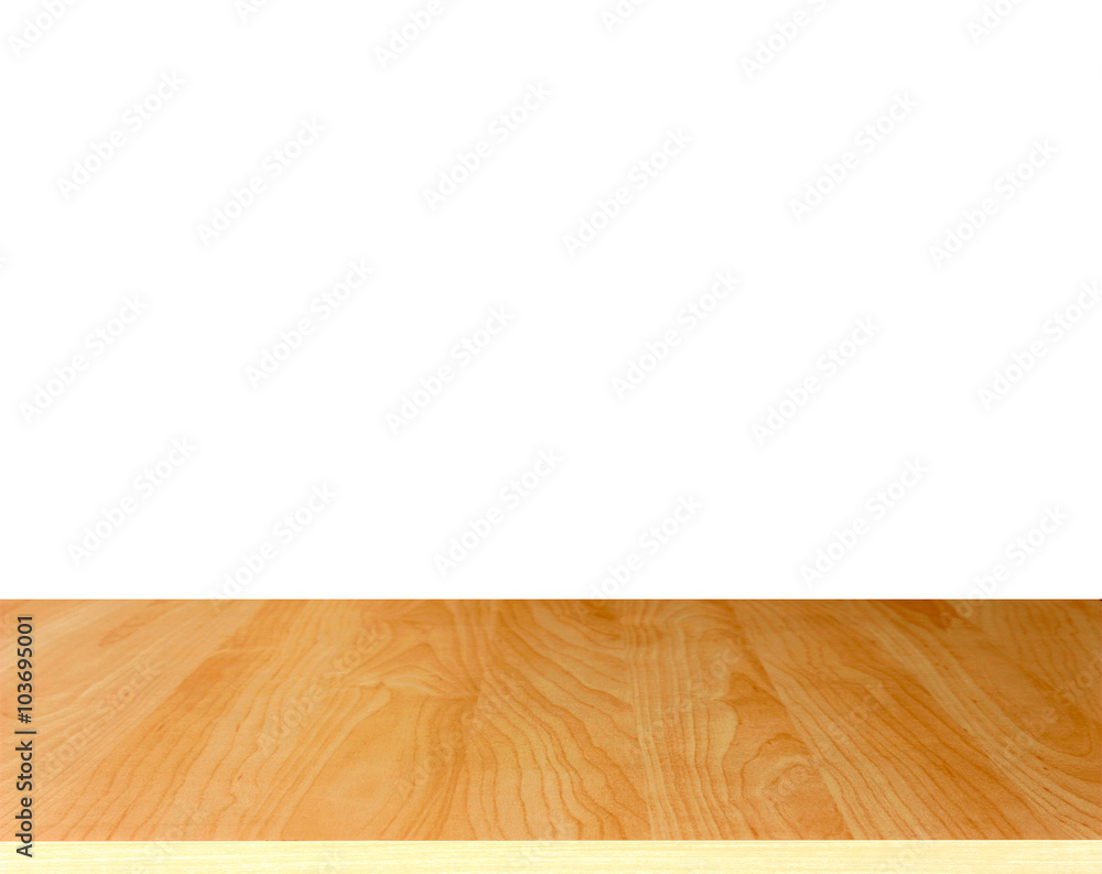 Wood table top on white background Wood table top on white background