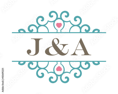 J&A initial ornament wedding logo