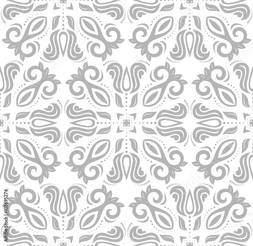 Oriental classic ornament. Seamless abstract silver pattern