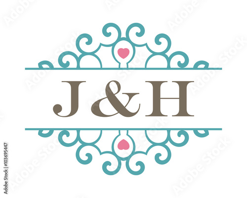 J&H initial ornament wedding logo