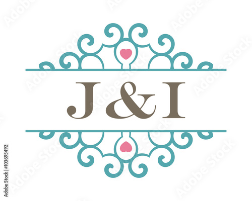 J&I initial ornament wedding logo