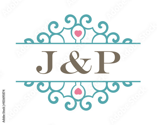 J&P initial ornament wedding logo