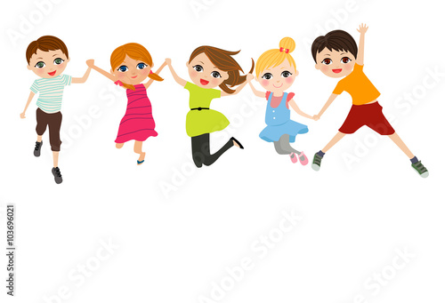Children Jumping - Vector