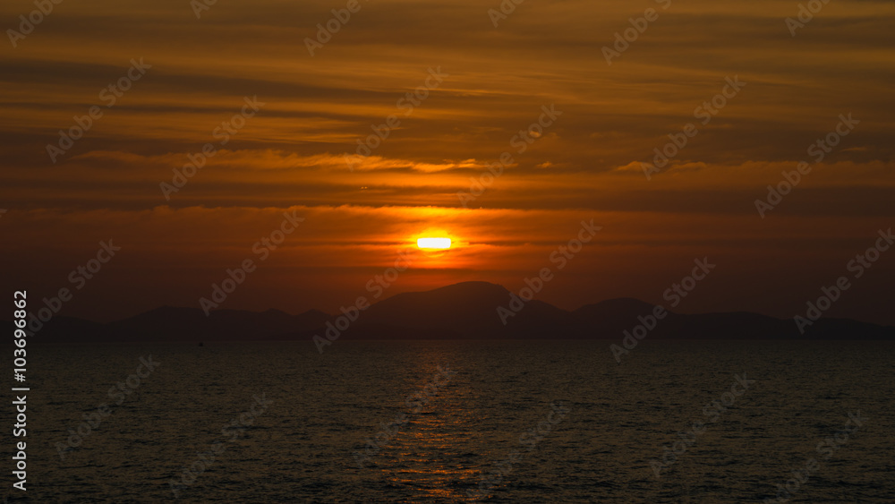 sunset or sunries    twilight sky on sea landscape