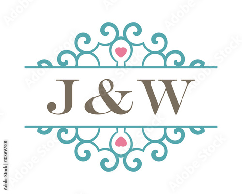 J&W initial ornament wedding logo