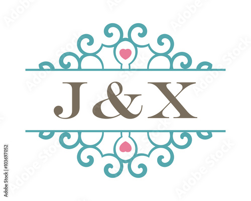J&X initial ornament wedding logo