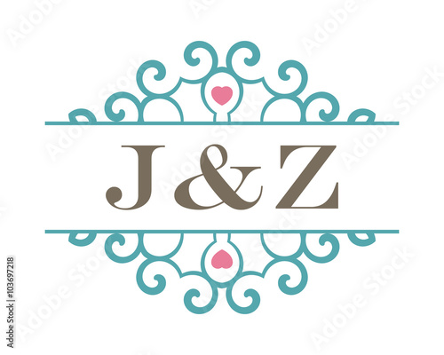 J&Z initial ornament wedding logo