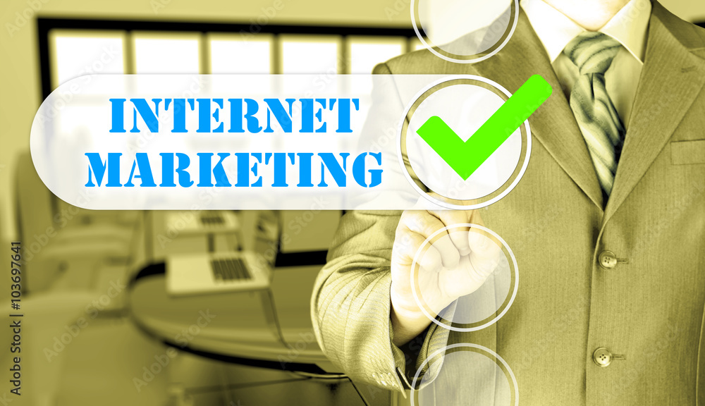 business man pressing checkbox internet marketing business man pressing checkbox internet marketing
