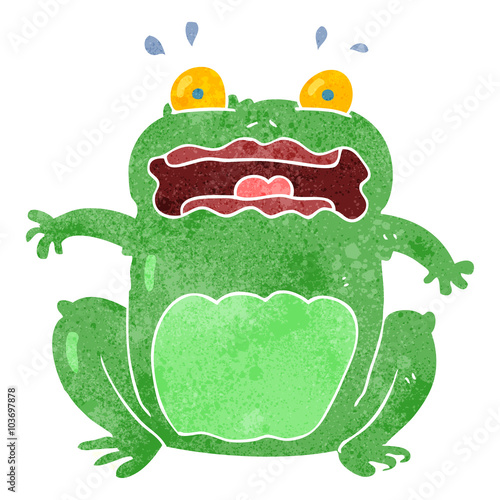 retro cartoon funny frightened frog