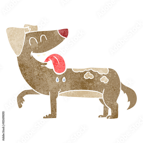 retro cartoon panting dog