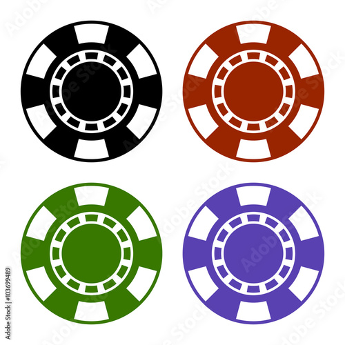 Empty Color Casino Poker Chips Set. Vector